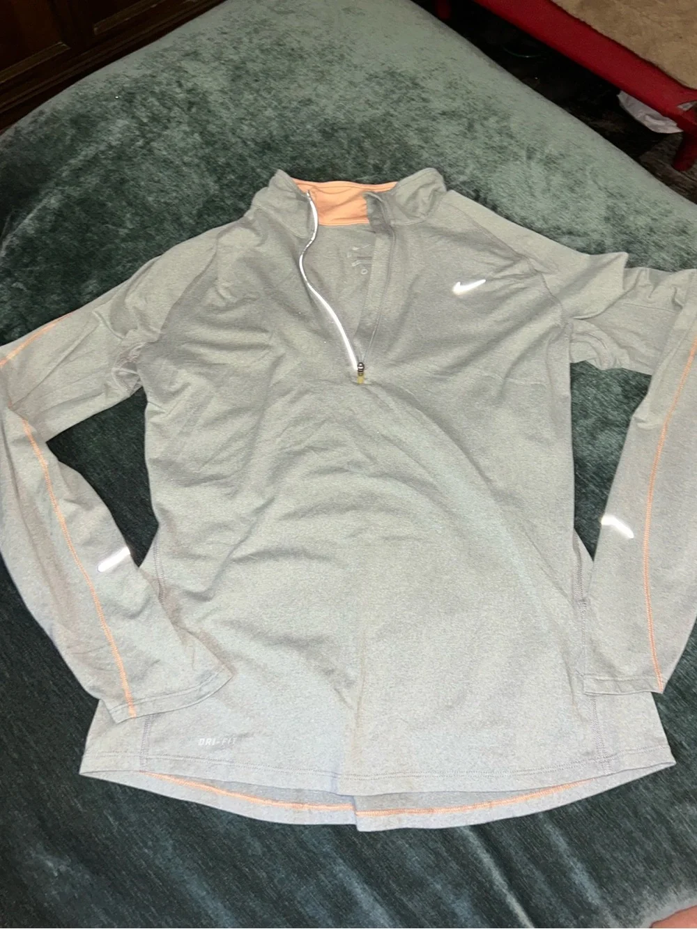 Nike Gray Half-Zip Dri-FIT Pullover with Peach Accents